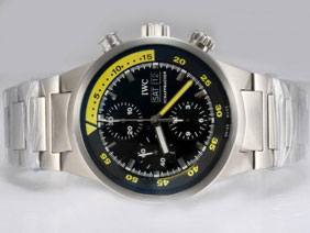 IWC Aquatimer Chronograph Swiss Valjoux 7750 Movement Black Dial with AR Coating 
