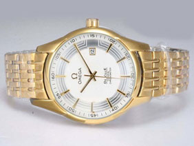 Omega Hour Vision See Thru Case Automatic Full Gold with White Dial 
