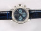 Omega De Ville Working Chronograph Diamond Bezel with Blue Dial and Strap Lady Size