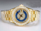 Rolex DateJust Automatic Full Gold with Diamond Bezel and Dial-Blue Lady Size