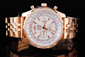 Breiting for Bentley Big Date Automatic Movement Rose Gold Case with White Dial and Rose Gold Strap